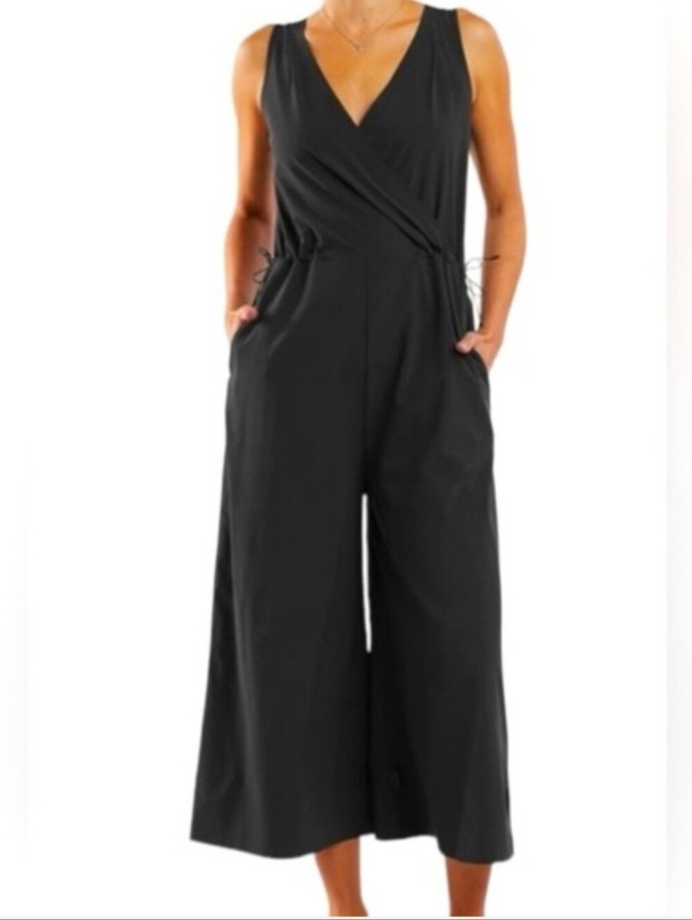 Title Nine Black Round Trip Wide Leg Sleeveless Jumpsuit